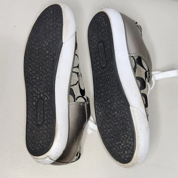 Coach Shoes Womens 5BCasual Signature shoes GreySilver Low Top Lace Up - Picture 6 of 7